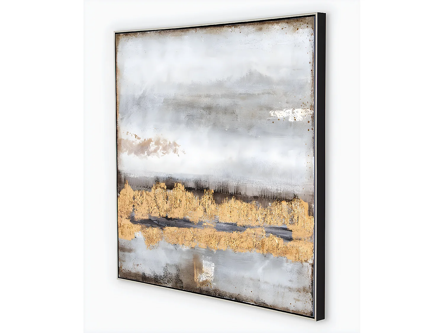 Tableau peinture à l'huile sur toile,peinte à la main avec cadre en bois argenté