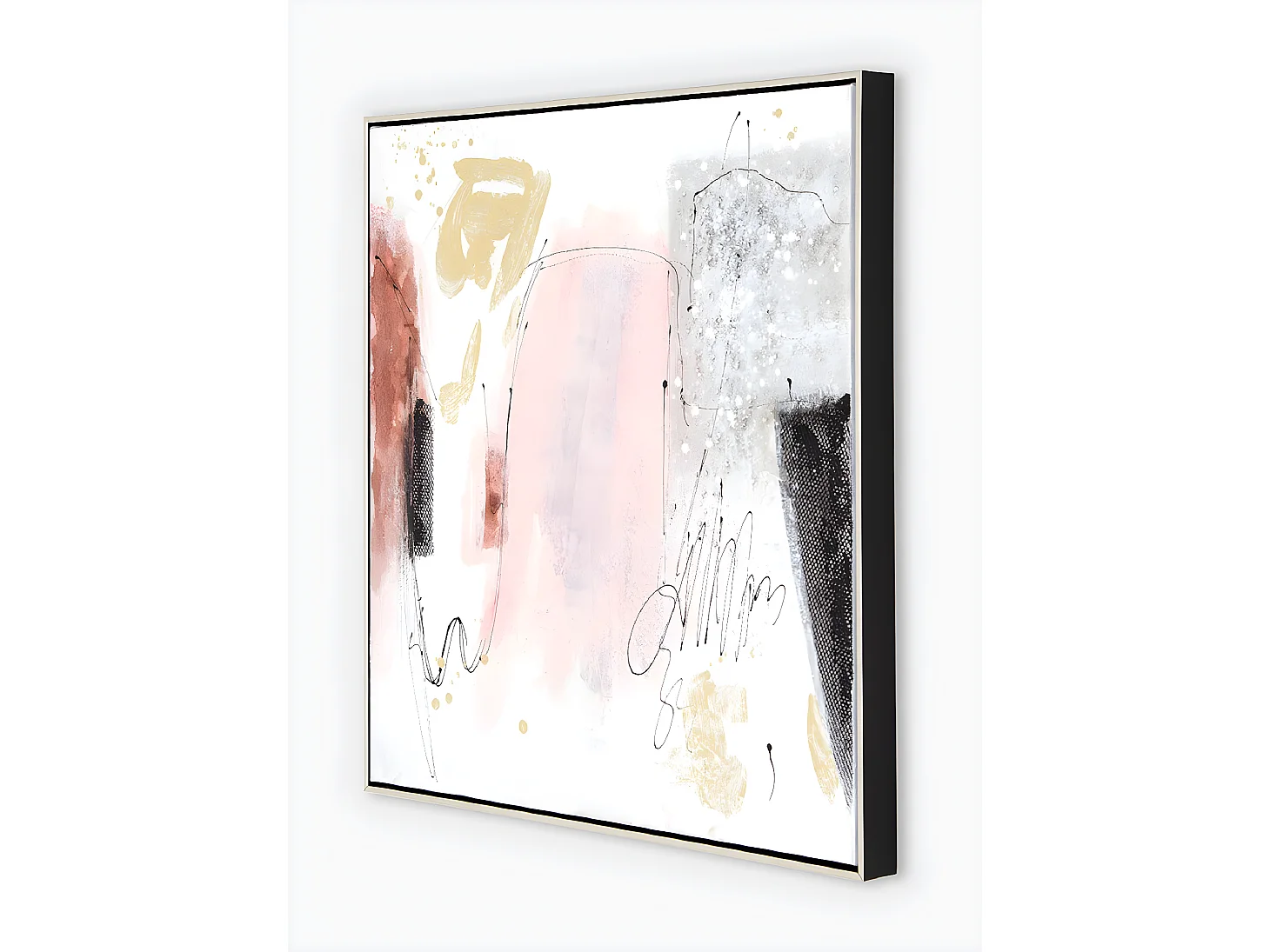 Ensemble de 2 tableaux peinture à l'huile sur toile,peinte à la main avec cadre argenté