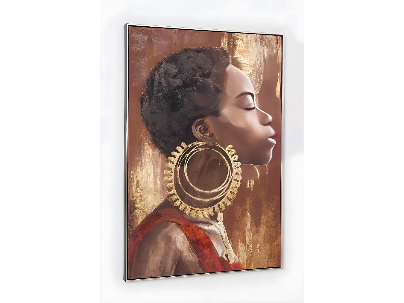 Tableau peinture à l'huile sur toile,peinte à la main avec cadre noir et argenté