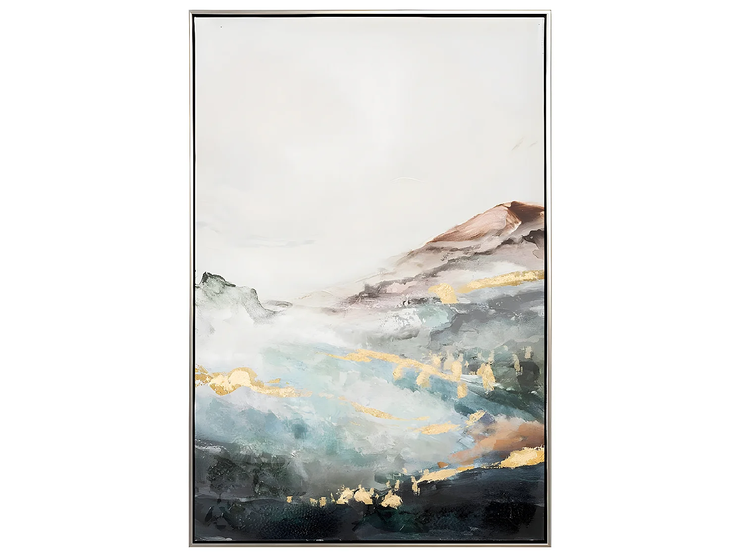 Ensemble de 2 tableaux peinture à l'huile sur toile, peinte murale avec cadre noir