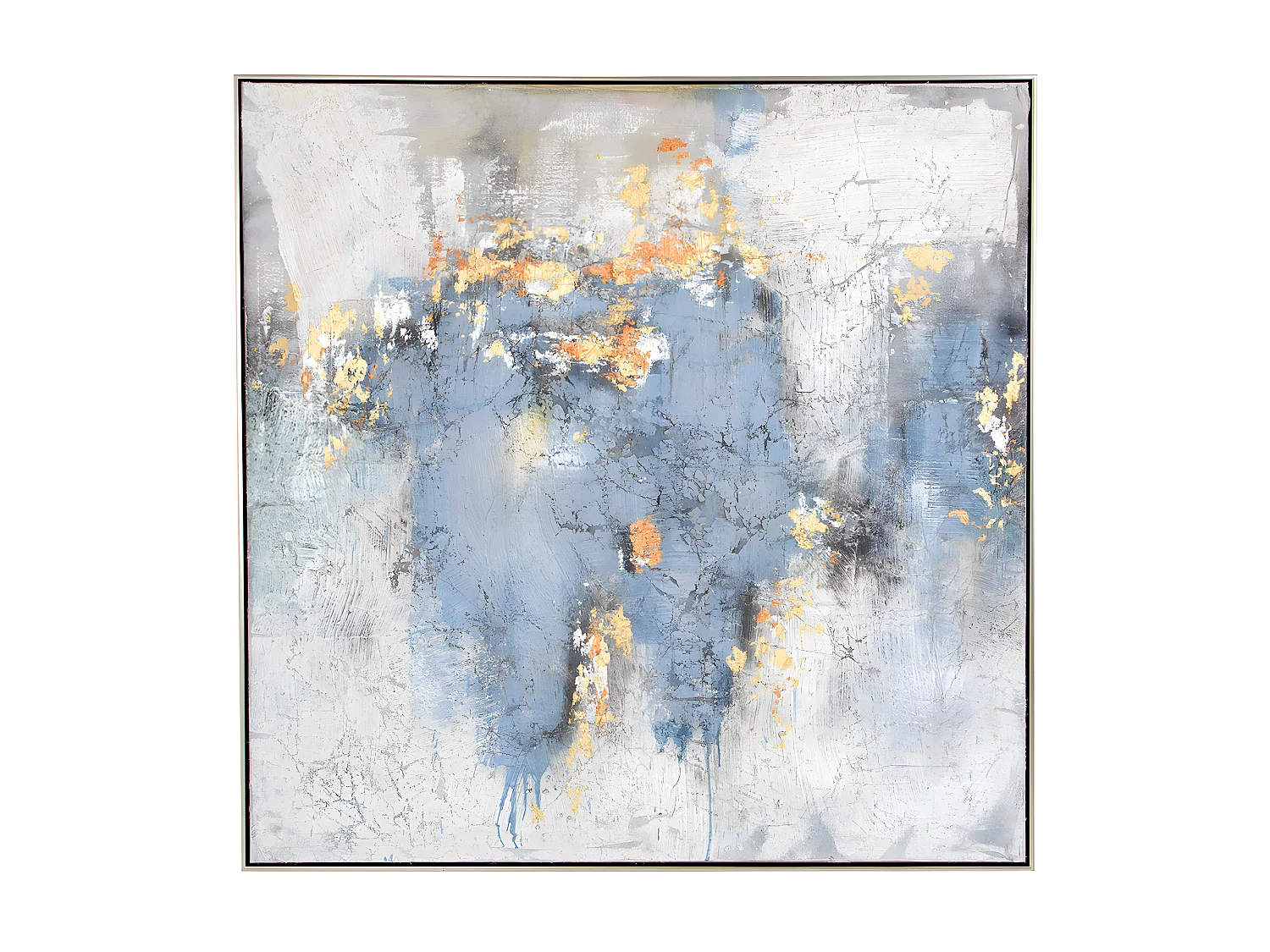 Tableau peinture à l'huile sur toile, peinte à la main avec cadre en bois noir