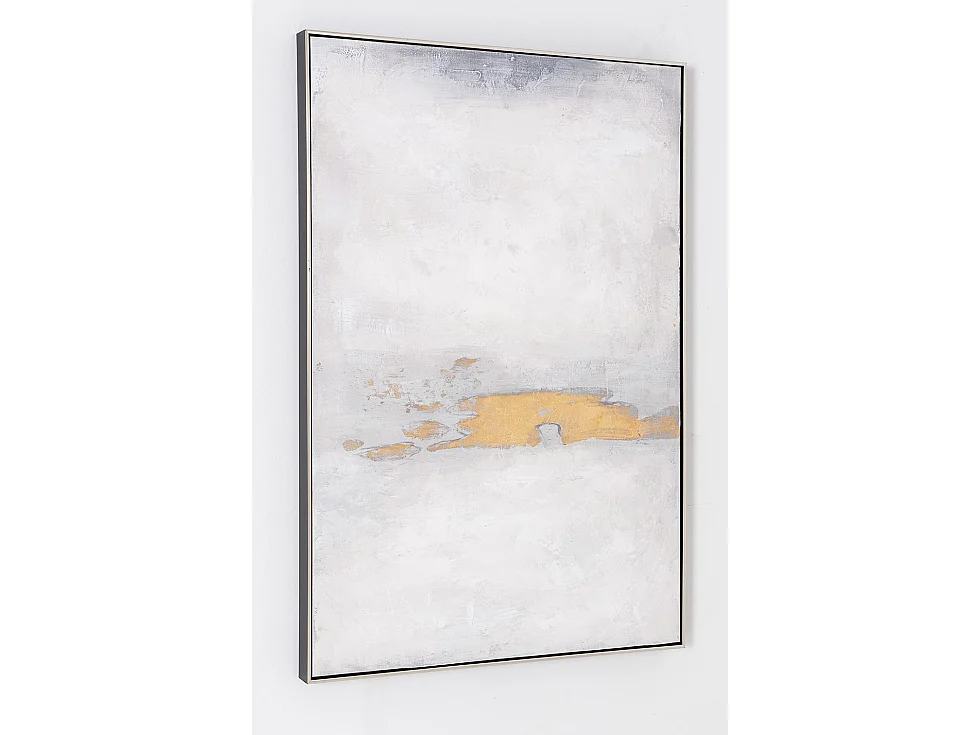 Tableau peinture à l'huile sur toile, peinte abstraite avec cadre en bois noir