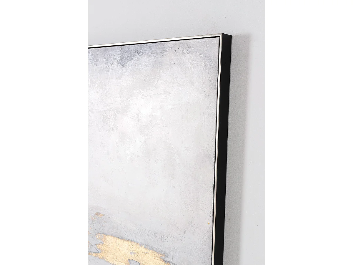 Tableau peinture à l'huile sur toile, peinte abstraite avec cadre en bois noir