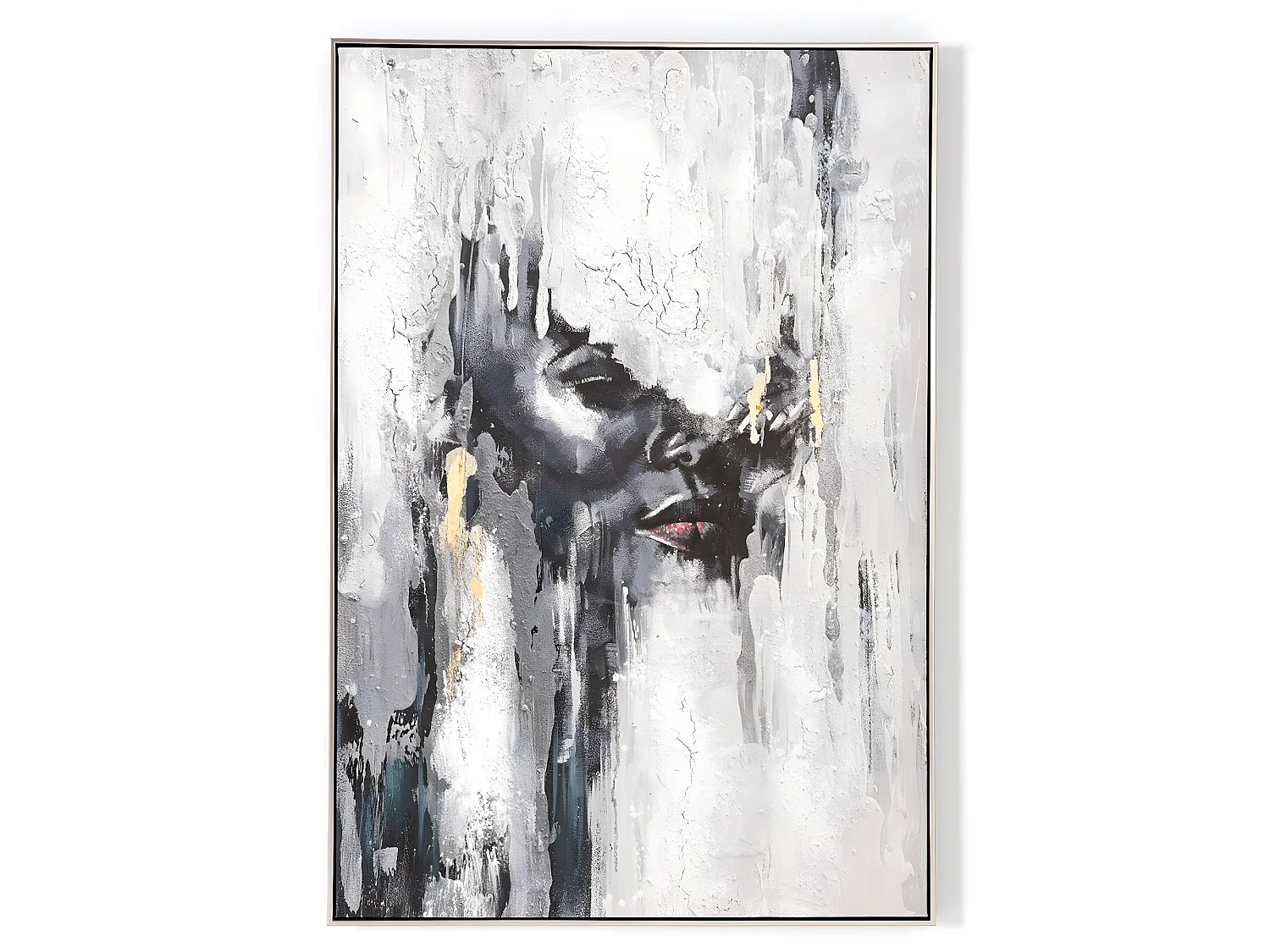 Tableau peinture à l'huile sur toile,peinte murale avec cadre en bois noir
