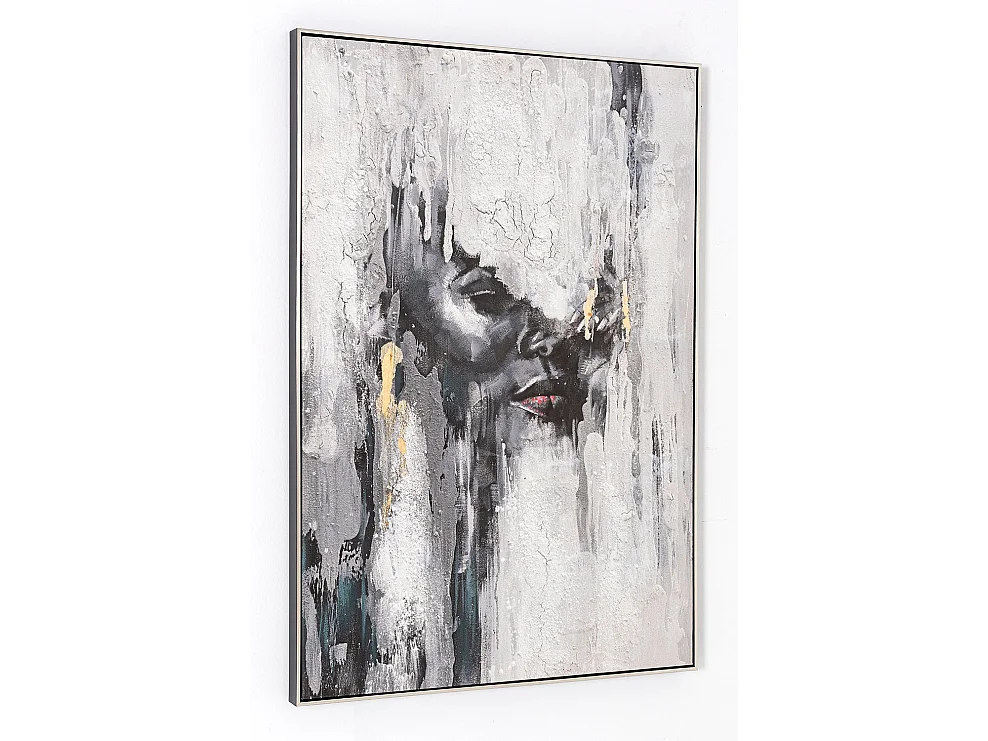 Tableau peinture à l'huile sur toile,peinte murale avec cadre en bois noir