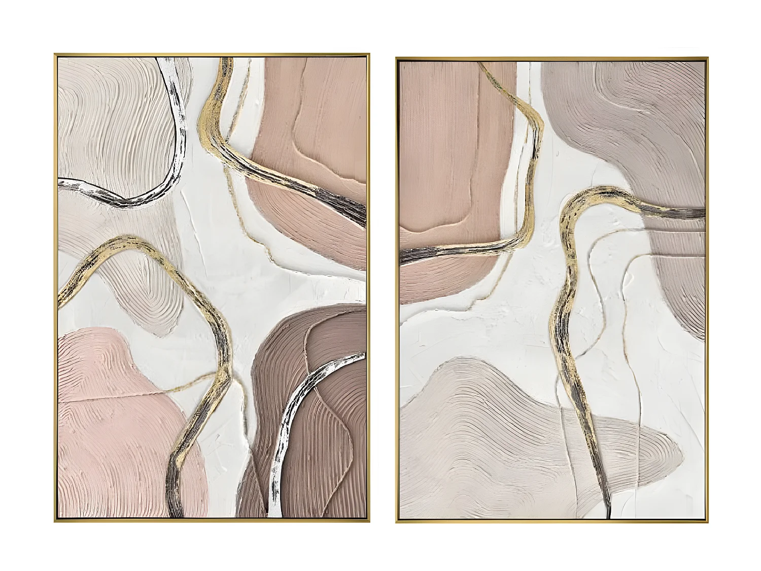 Ensemble 2 tableaux peinture à l'huile sur toile,peinte avec cadre en bois noir