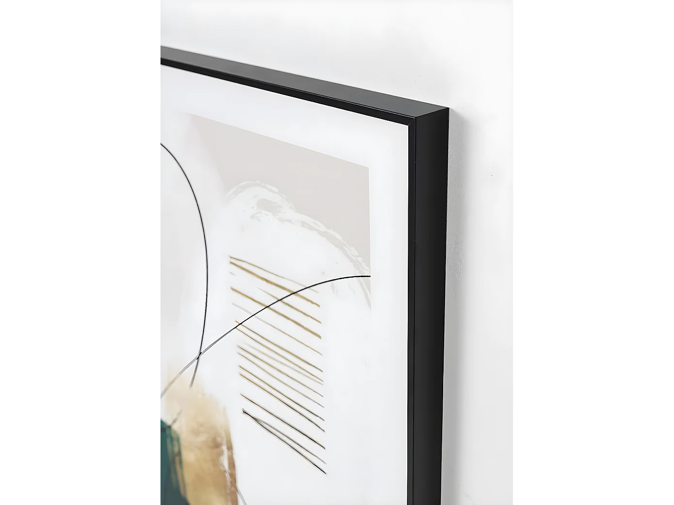 Ensemble de 2 tableaux imprimés forme verte avec un cadre en bois noir