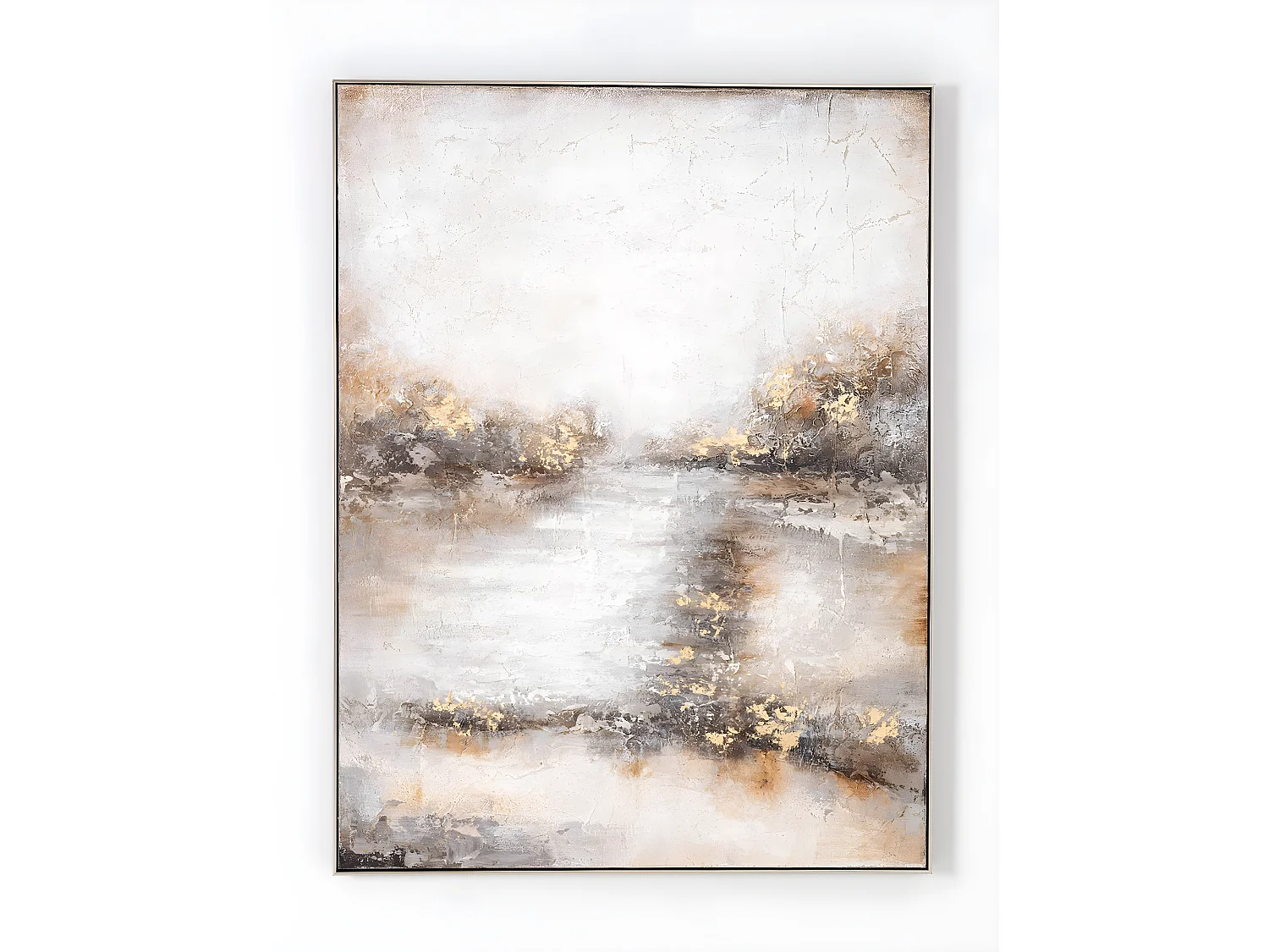 Tableau peinture à l'huile sur toile, peinte abstraite avec cadre en bois noir