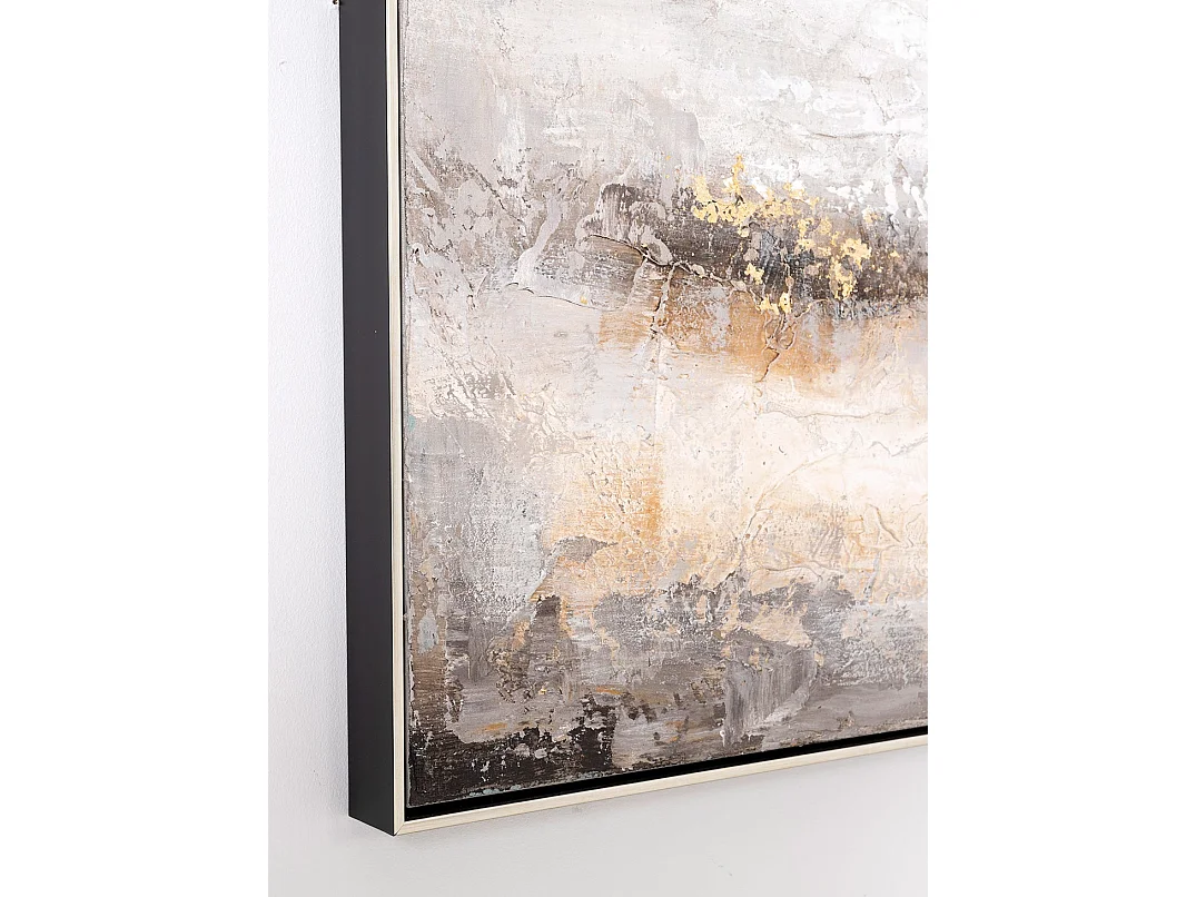 Tableau peinture à l'huile sur toile, peinte abstraite avec cadre en bois noir