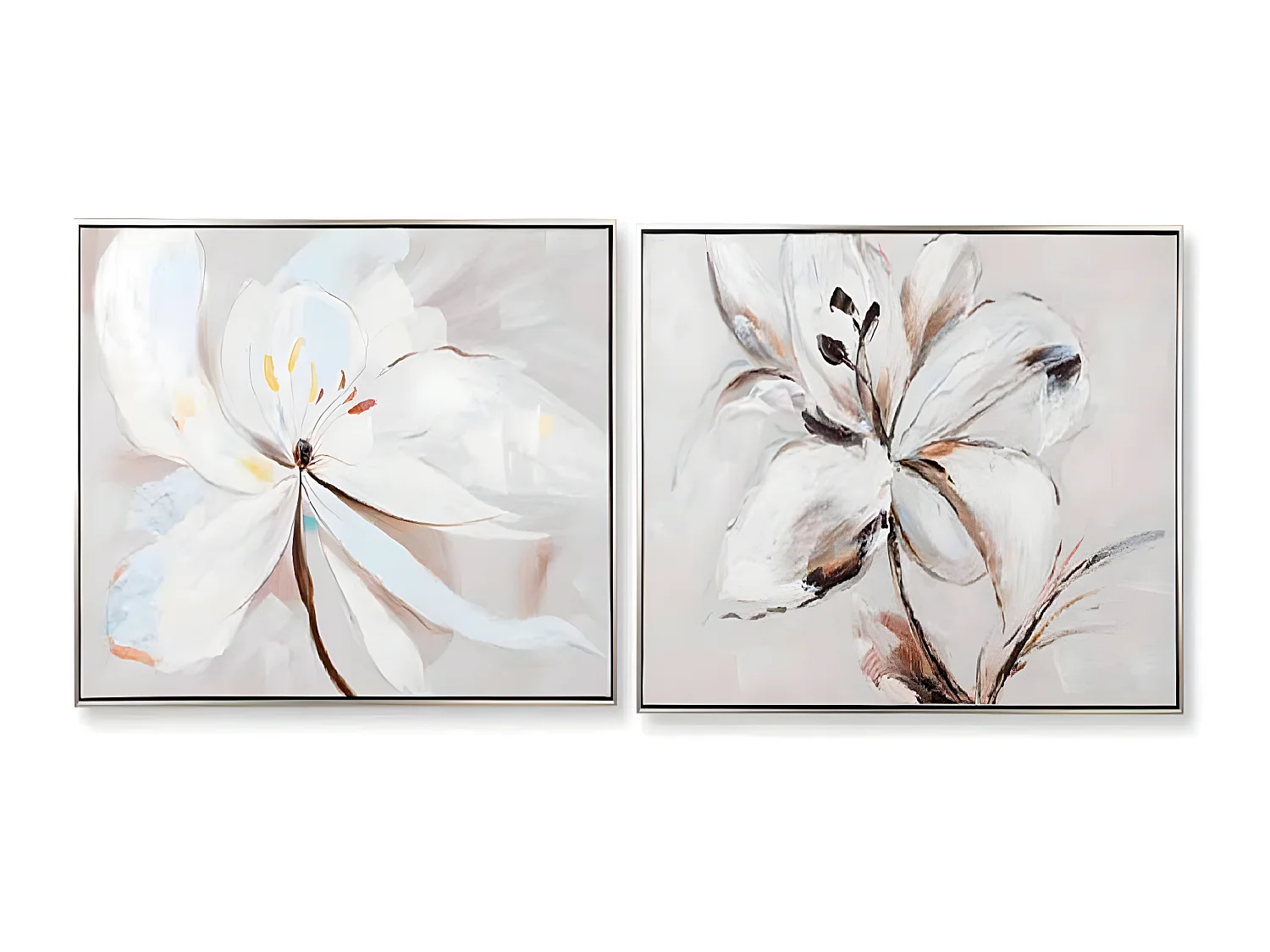 Ensemble de 2 tableaux peinture à l'huile sur toile,peinte à la main avec cadre en bois