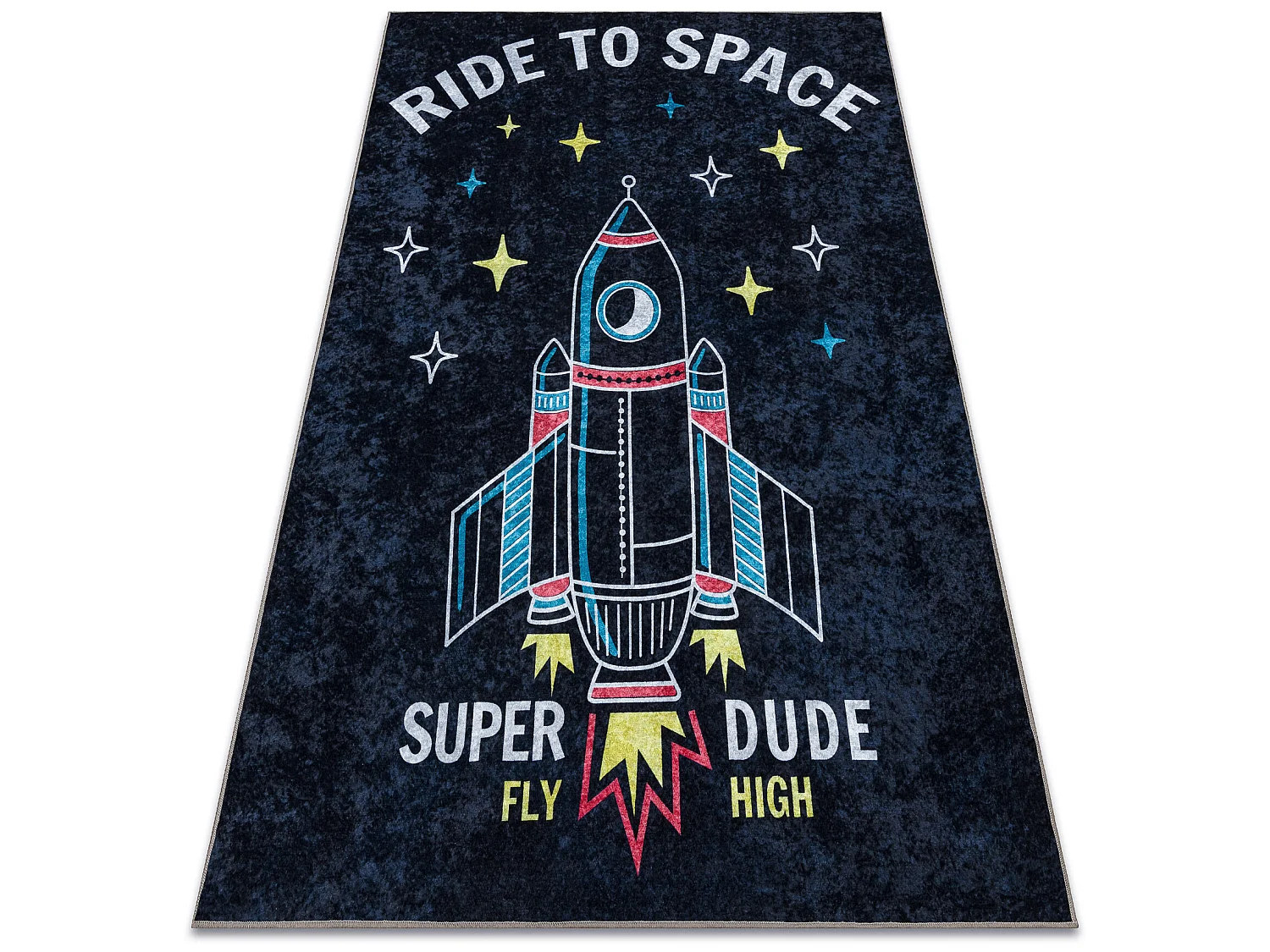 JUNIOR 52069.801 tapijt wasbaar Ruimte raket voor kinderen antislip -  140x190 cm