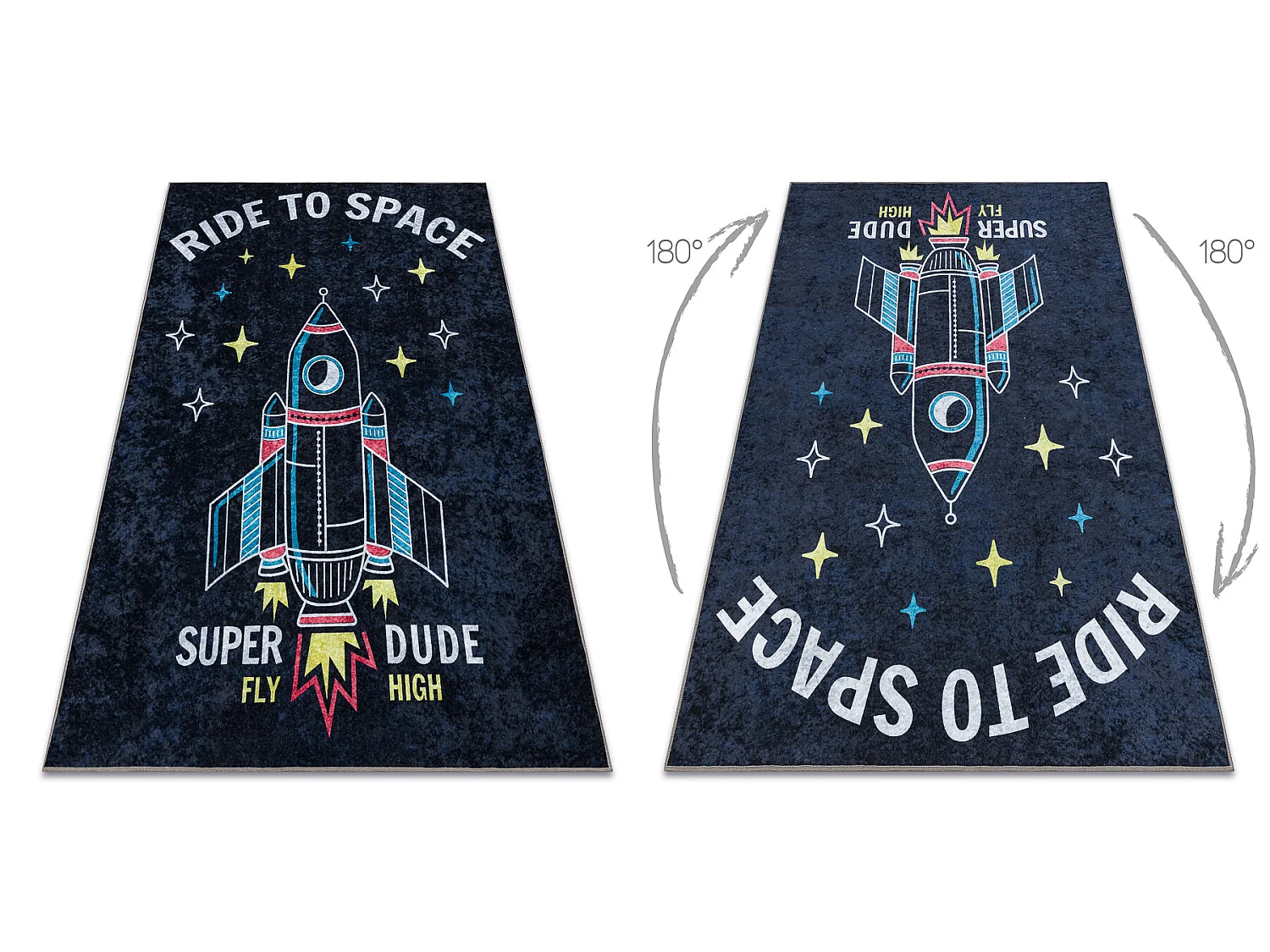 JUNIOR 52069.801 tapijt wasbaar Ruimte raket voor kinderen antislip -  140x190 cm
