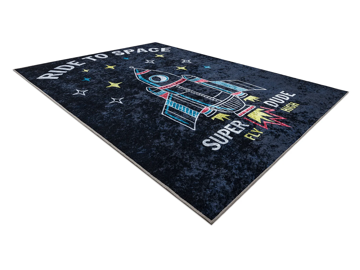 JUNIOR 52069.801 tapijt wasbaar Ruimte raket voor kinderen antislip -  140x190 cm