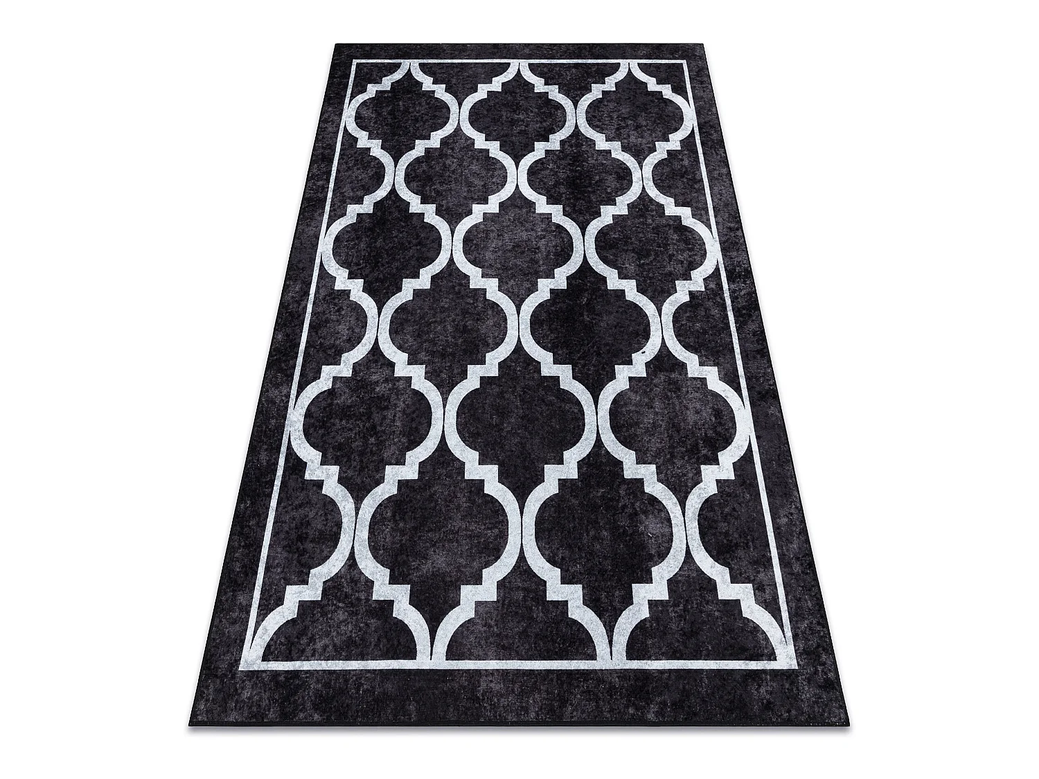 MIRO 51639.806 tapijt wasbaar Trellis geruite antislip - zwart 80x150 cm