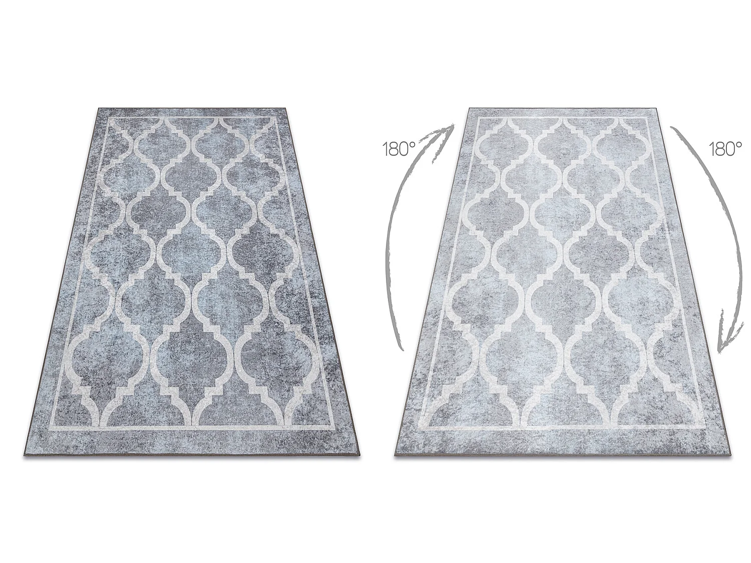 MIRO 51639.805 tapijt wasbaar Trellis geruite antislip - grijs 200x290 cm