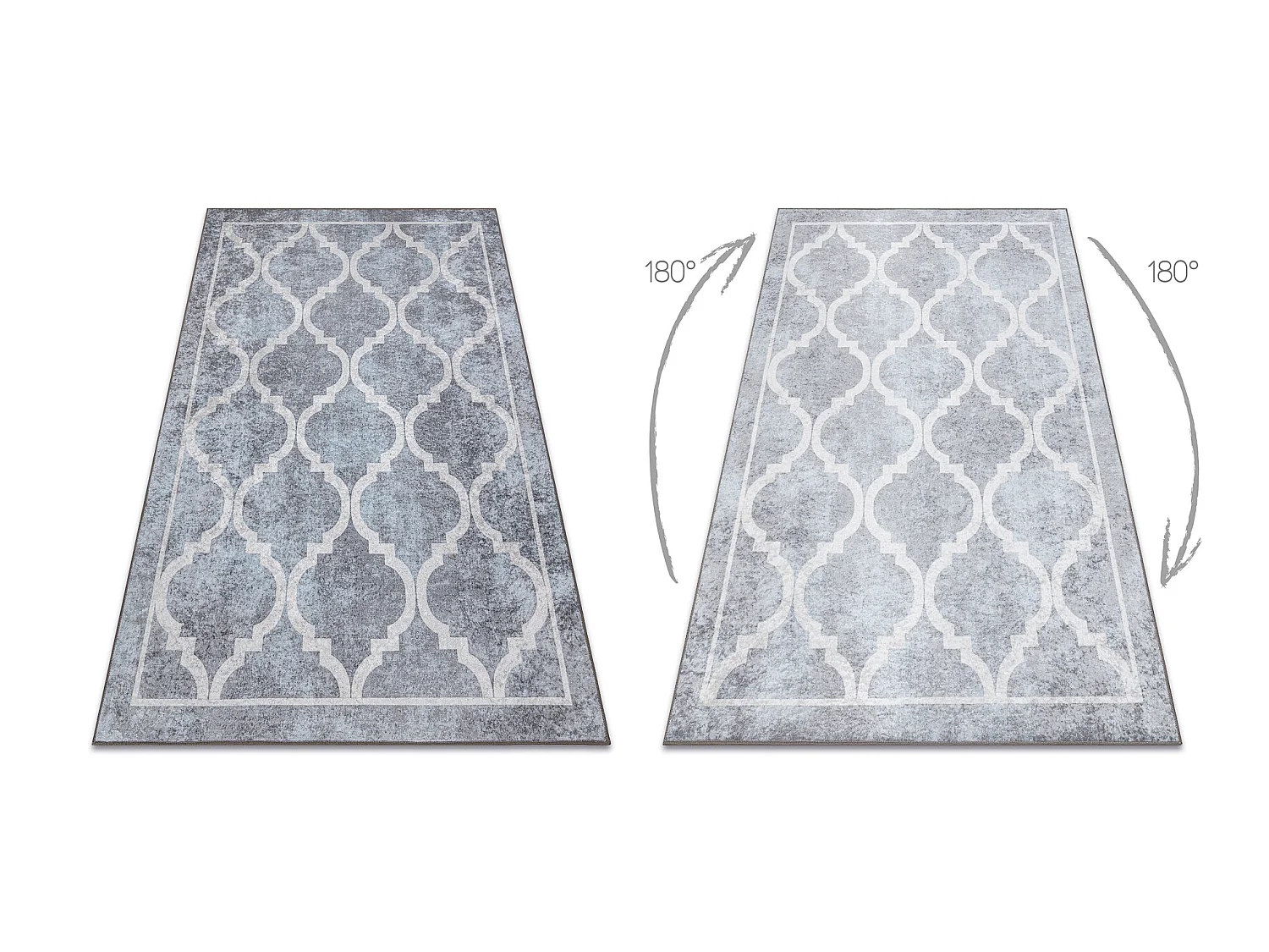 MIRO 51639.805 tapijt wasbaar Trellis geruite antislip - grijs 200x290 cm