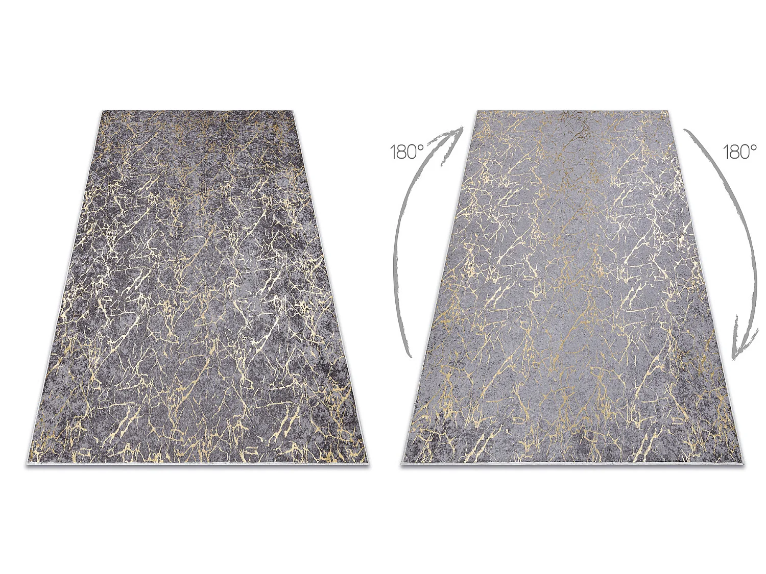 MIRO 11111.2103 tapijt wasbaar marmer, glamour antislip - donker grijs 80x150 cm