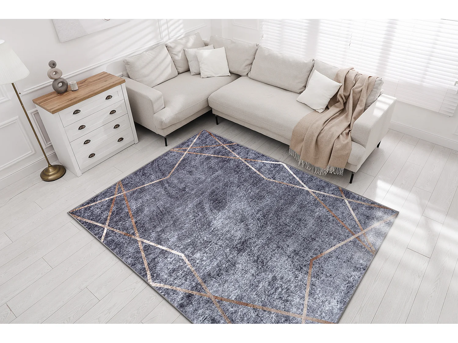 MIRO 51233.809 tapijt wasbaar geometrisch antislip - grijs 80x150 cm