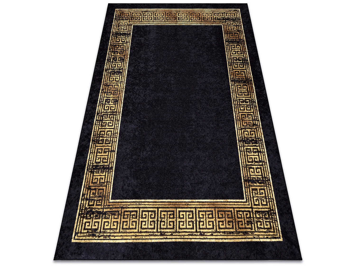 MIRO 51223.806 tapijt wasbaar Kader, grieks antislip - zwart / goud 160x220 cm