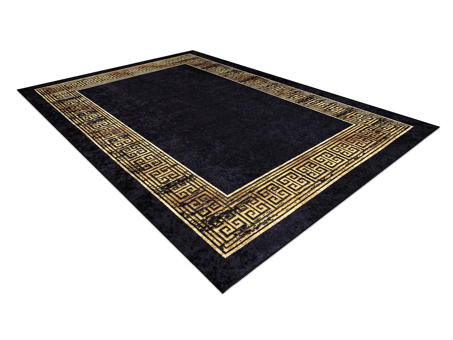 MIRO 51223.806 tapijt wasbaar Kader, grieks antislip - zwart / goud 160x220 cm