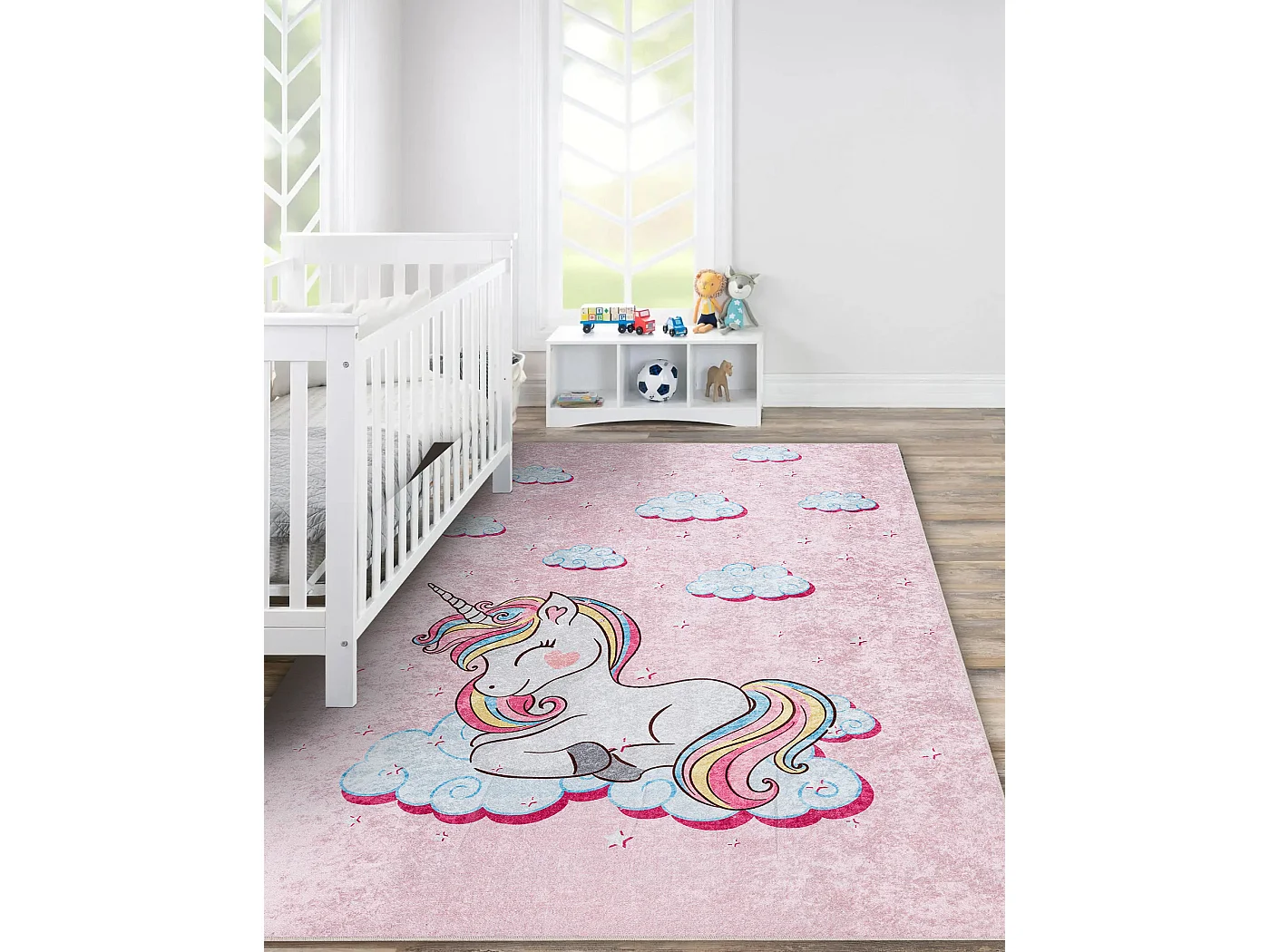Tapis lavable JUNIOR 51855.804 Licorne, nuages pour les enfants antid� 140x190 cm