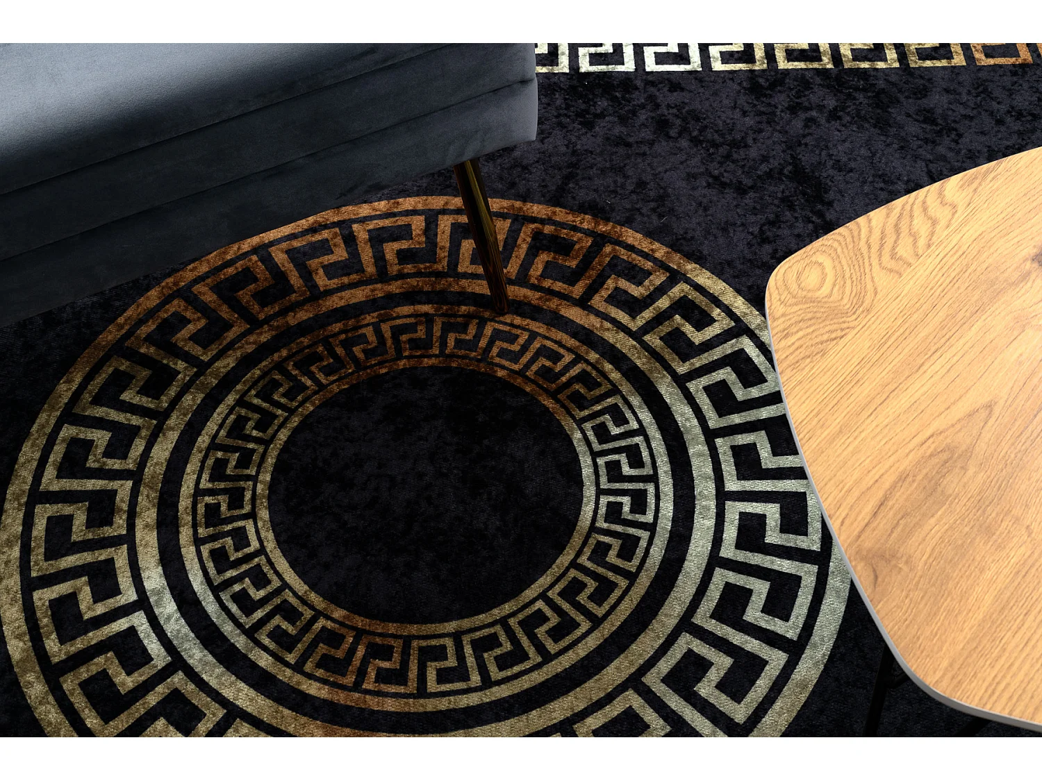 MIRO 51517.805 Waschteppich Rahmen, griechisch Anti-Rutsch - schwarz / 200x290 cm