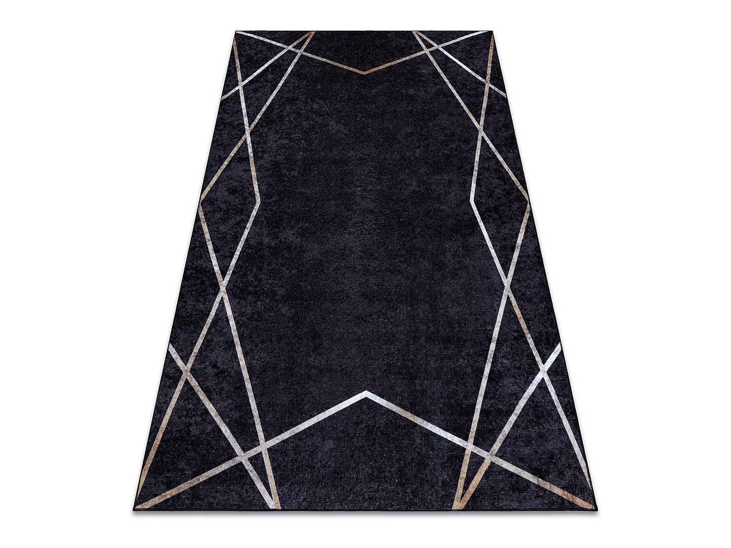 MIRO 51233.811 tapijt wasbaar geometrisch antislip - zwart 120x170 cm