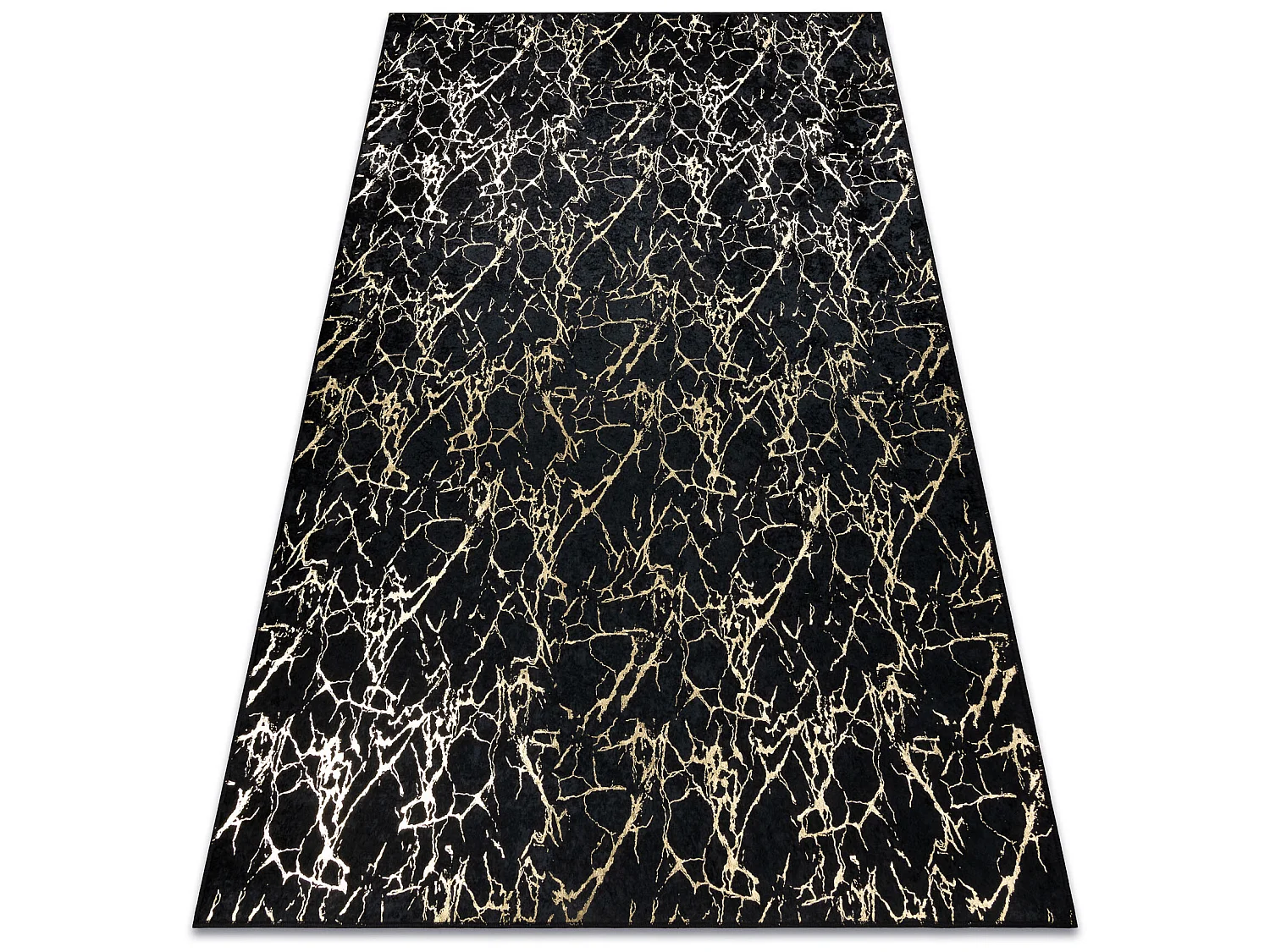 MIRO 11111.2106 tapijt wasbaar marmer, glamour antislip - zwart / goud 200x290 cm