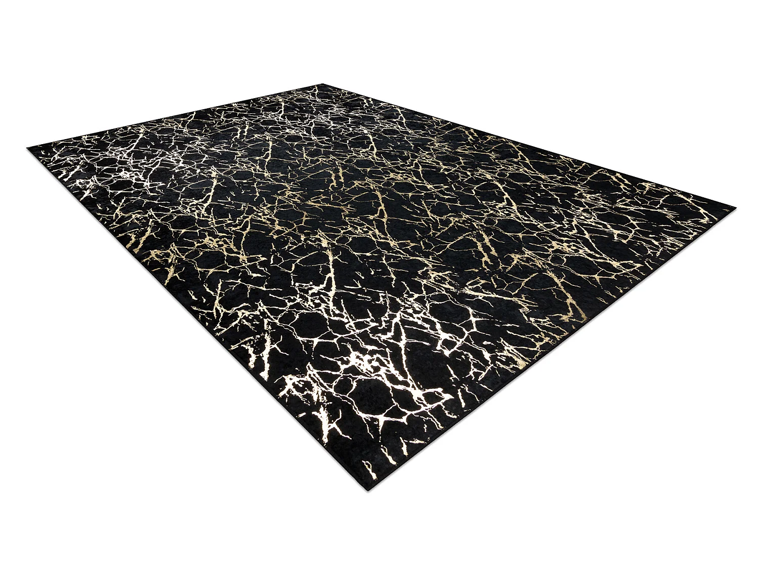 MIRO 11111.2106 tapijt wasbaar marmer, glamour antislip - zwart / goud 200x290 cm