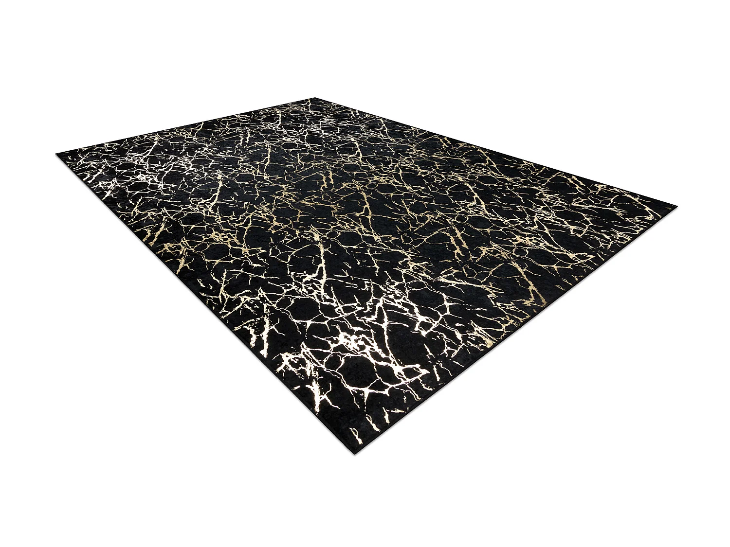 MIRO 11111.2106 tapijt wasbaar marmer, glamour antislip - zwart / goud 200x290 cm