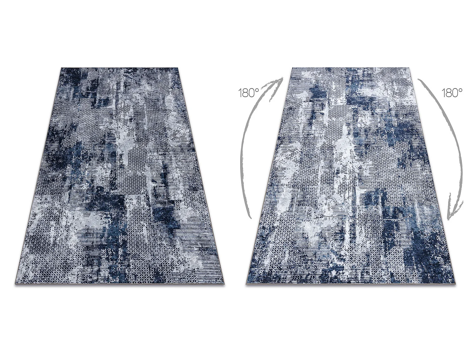 MIRO 51924.805 Waschteppich Abstraktion Anti-Rutsch - grau / blau 140x190 cm