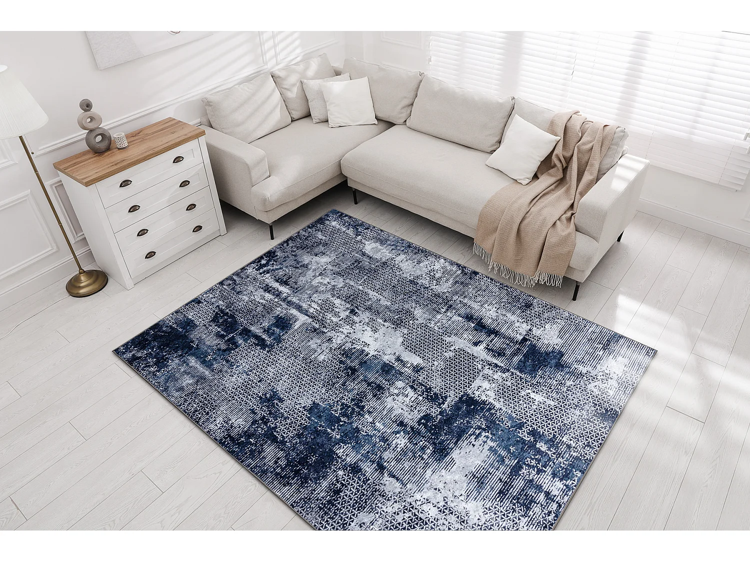 MIRO 51924.805 Waschteppich Abstraktion Anti-Rutsch - grau / blau 140x190 cm