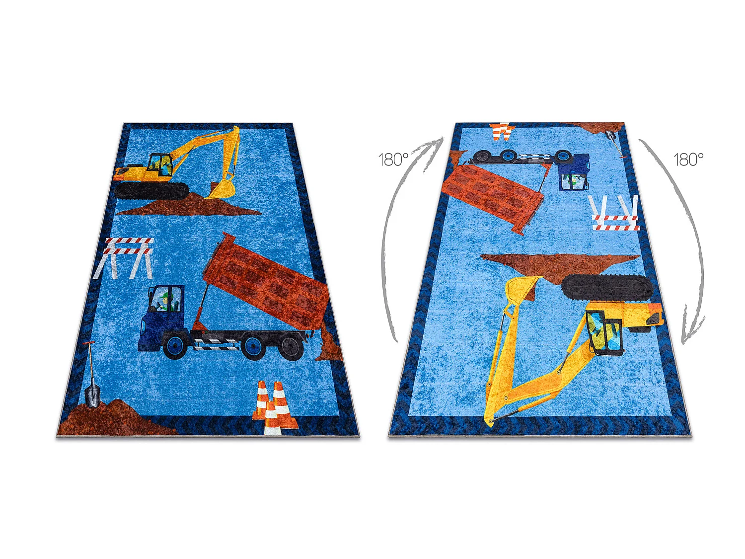Tapis lavable JUNIOR 51827.803 Camion, pelle pour les enfants antidér 120x170 cm