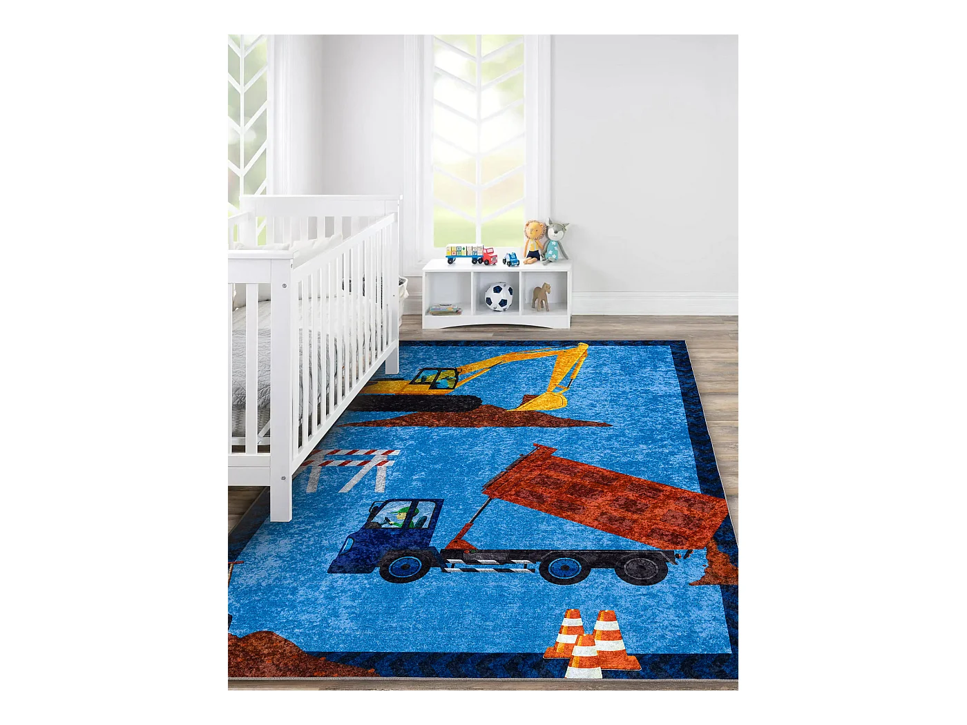 Tapis lavable JUNIOR 51827.803 Camion, pelle pour les enfants antidér 120x170 cm