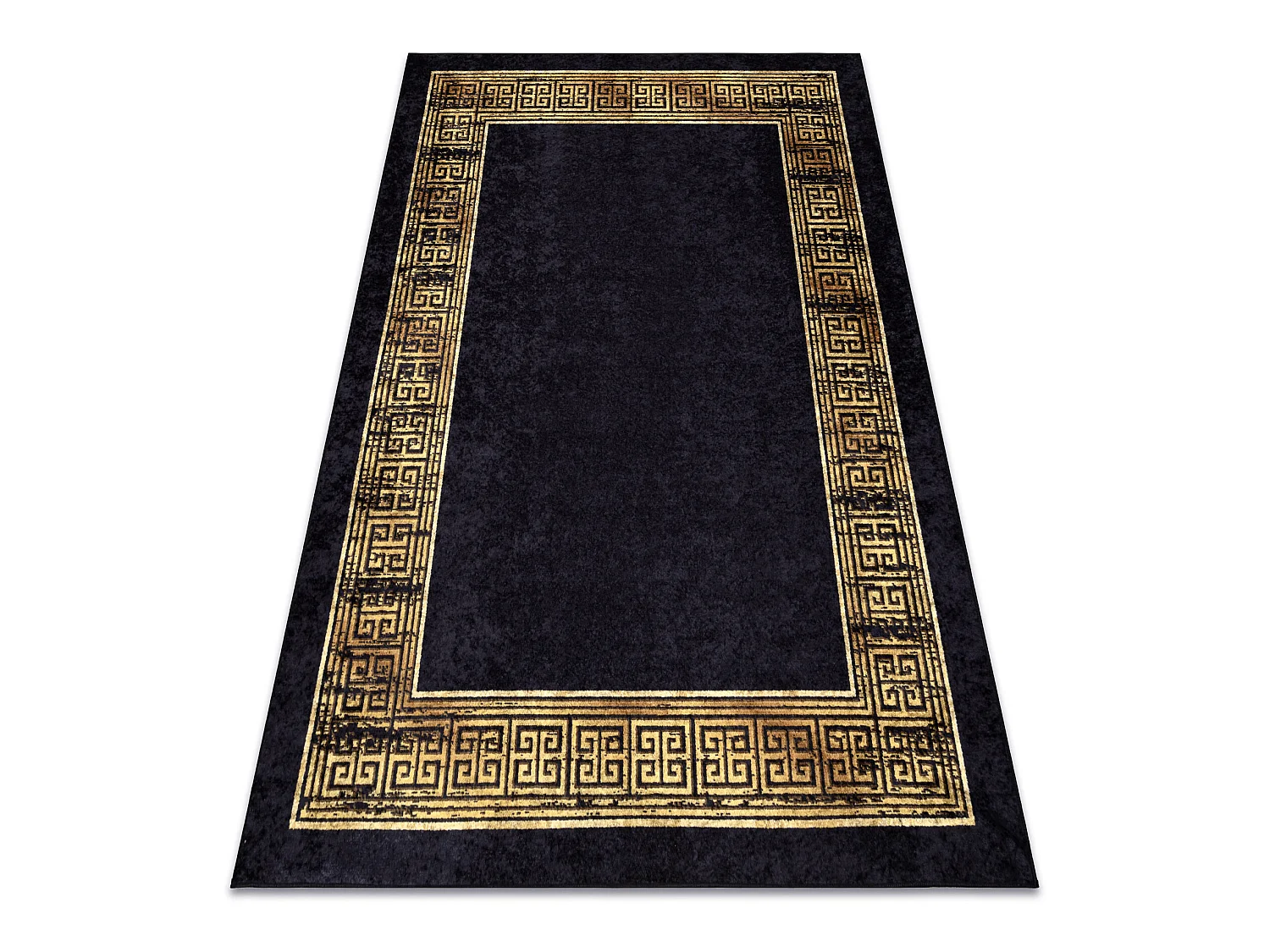 Tapis lavable MIRO 51223.806 Cadre, grec antidérapant - noir / or 140x190 cm