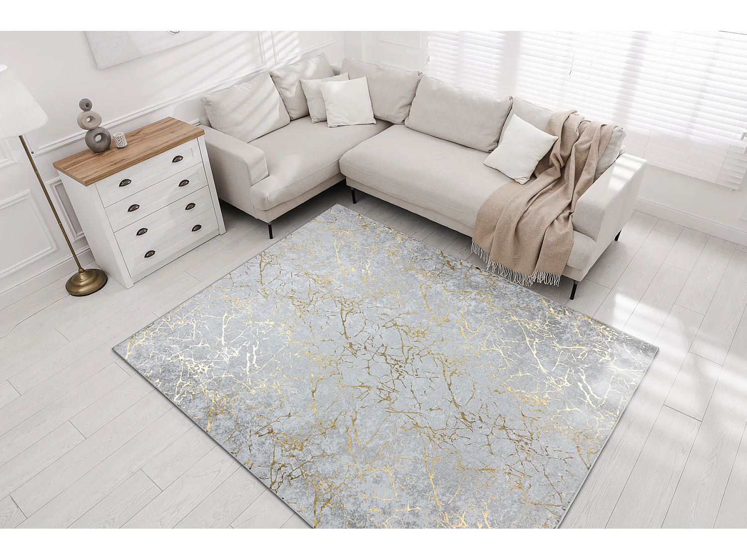 Tapis lavable MIRO 11111.2108 Marbre, glamour antidérapant - crème / 200x290 cm