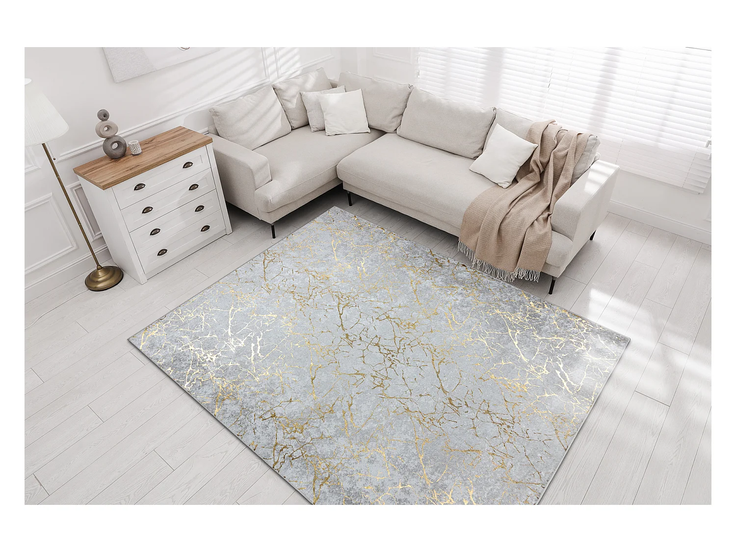 Tapis lavable MIRO 11111.2108 Marbre, glamour antidérapant - crème / 200x290 cm