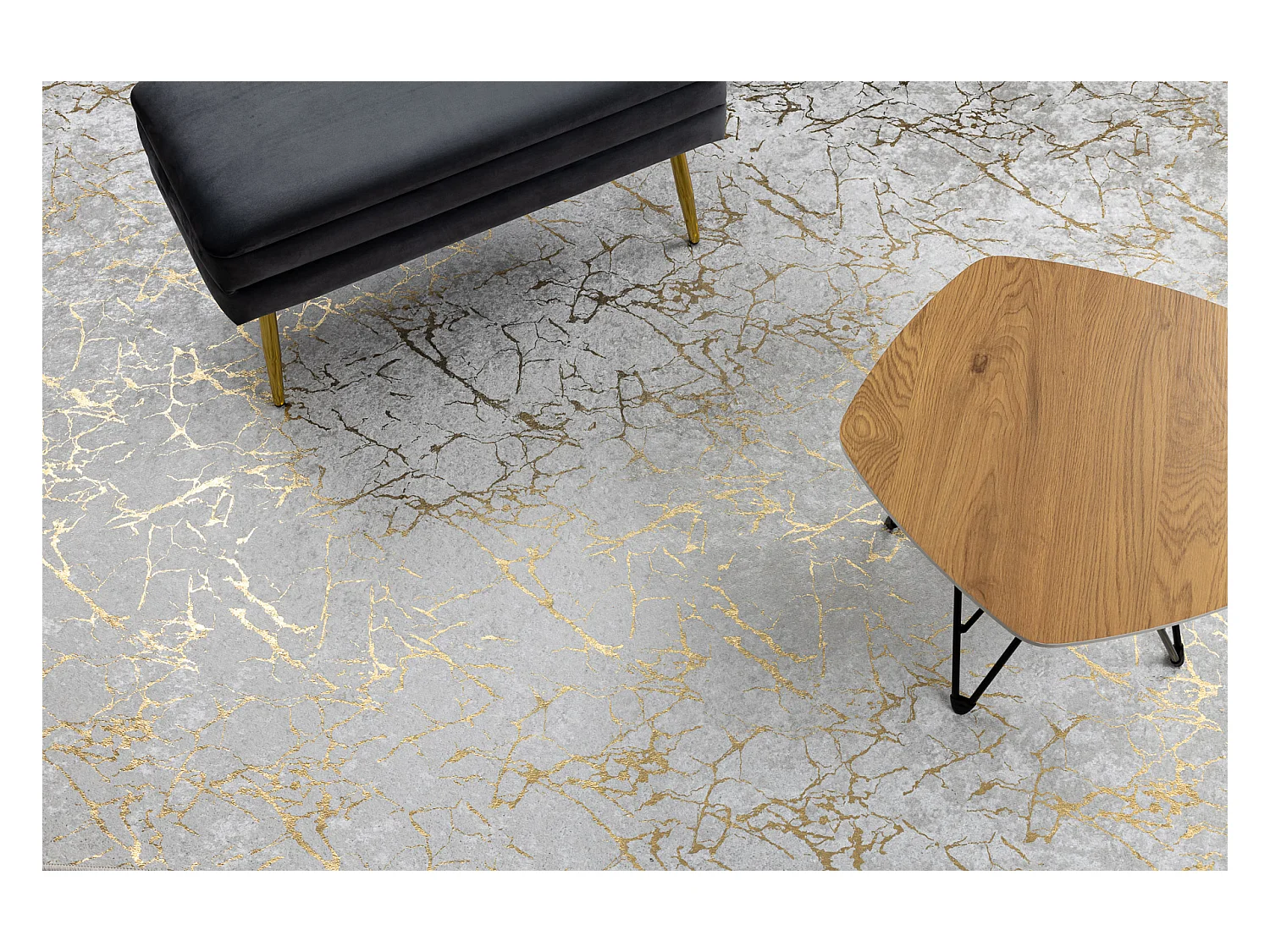 Tapis lavable MIRO 11111.2108 Marbre, glamour antidérapant - crème / 200x290 cm