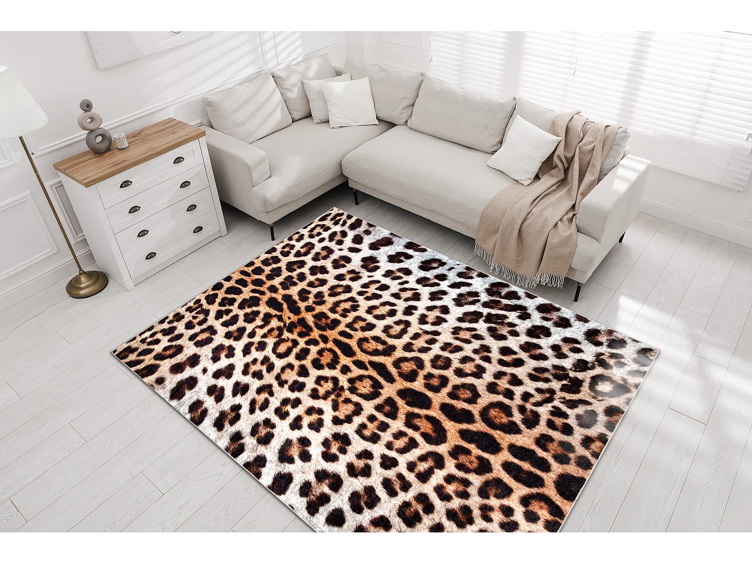 Tapis lavable MIRO 51568.804 Motif léopard antidérapant - crème / m 120x170 cm