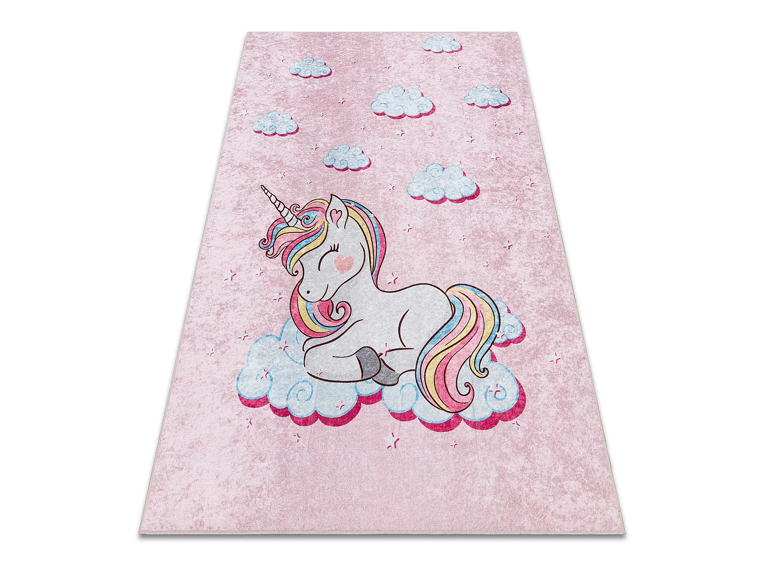 JUNIOR 51855.804 Einhorn, Wolken für Kinder Anti-Rutsch - rosa 200x290 cm