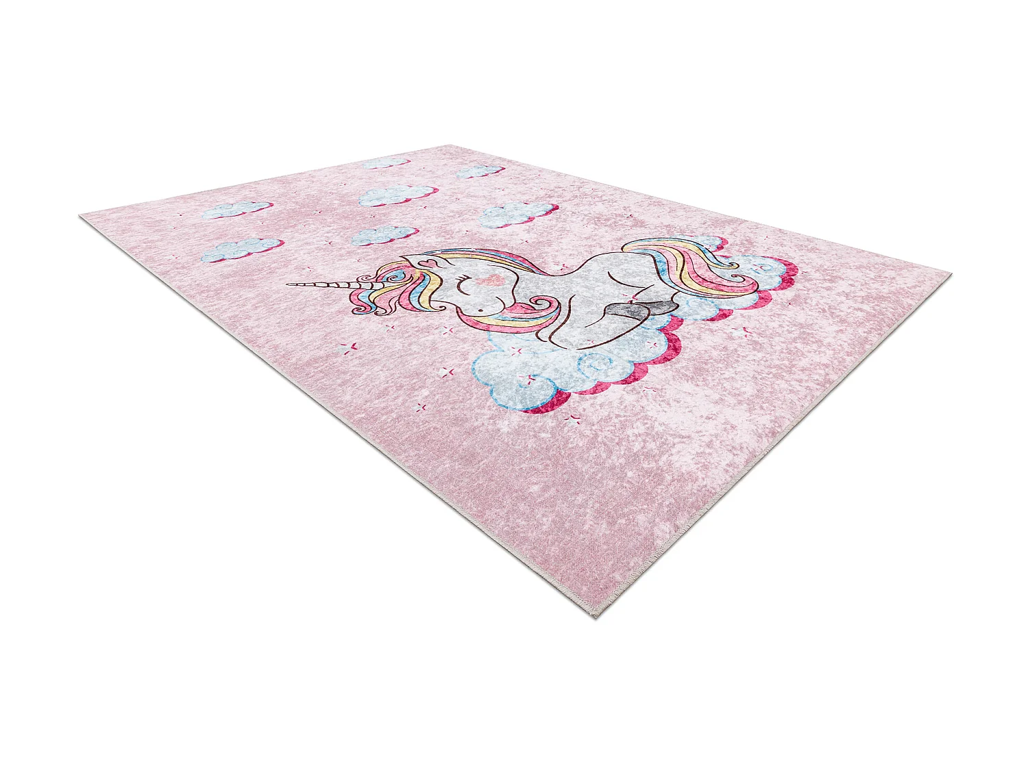 JUNIOR 51855.804 Einhorn, Wolken für Kinder Anti-Rutsch - rosa 200x290 cm