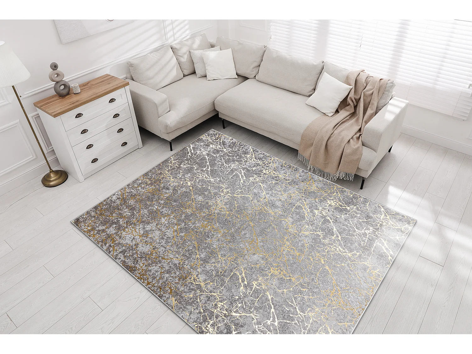 Tapis lavable MIRO 11111.2107 Marbre, glamour antidérapant - gris cla 140x190 cm