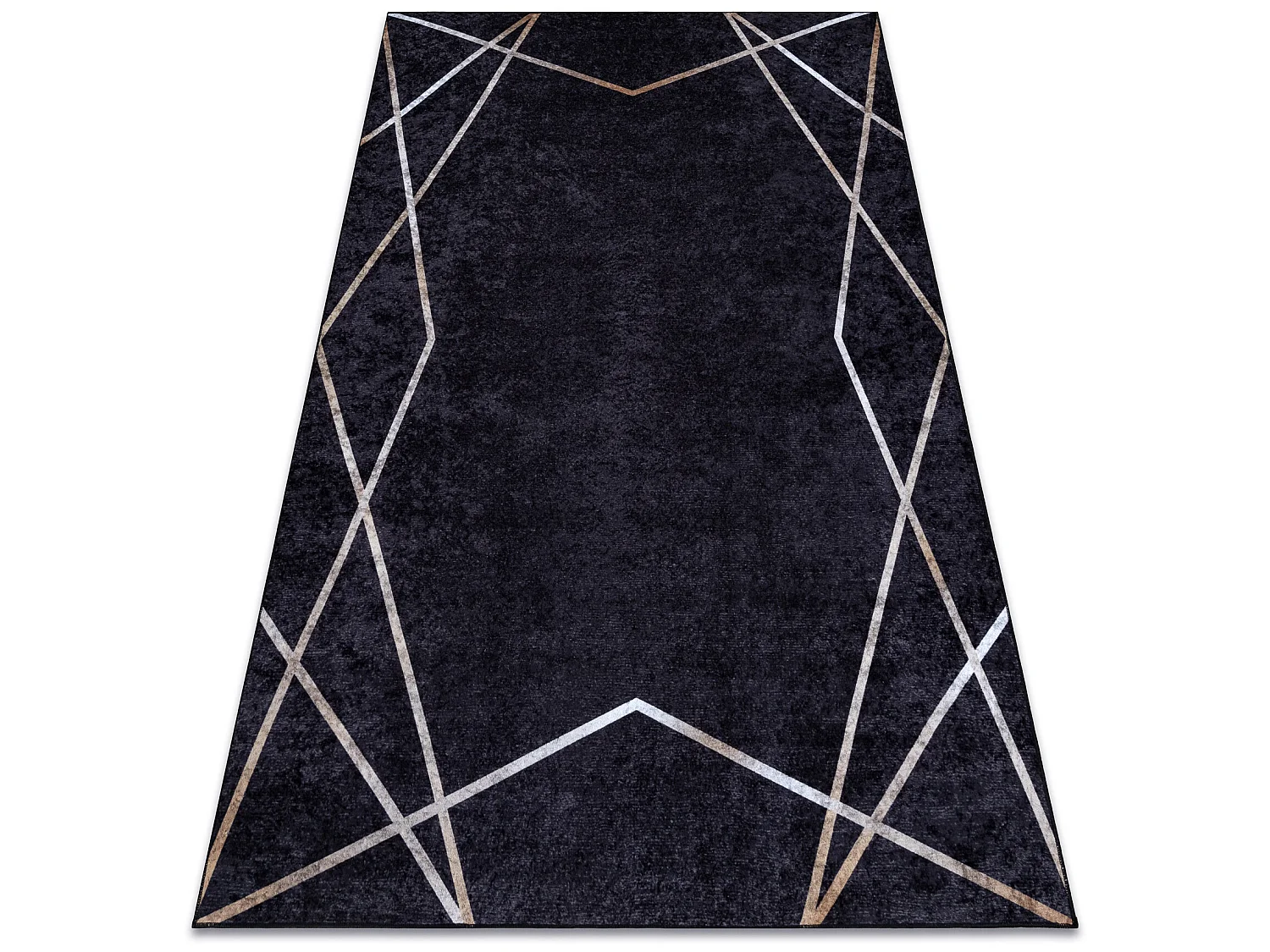 MIRO 51233.811 tapijt wasbaar geometrisch antislip - zwart 80x150 cm