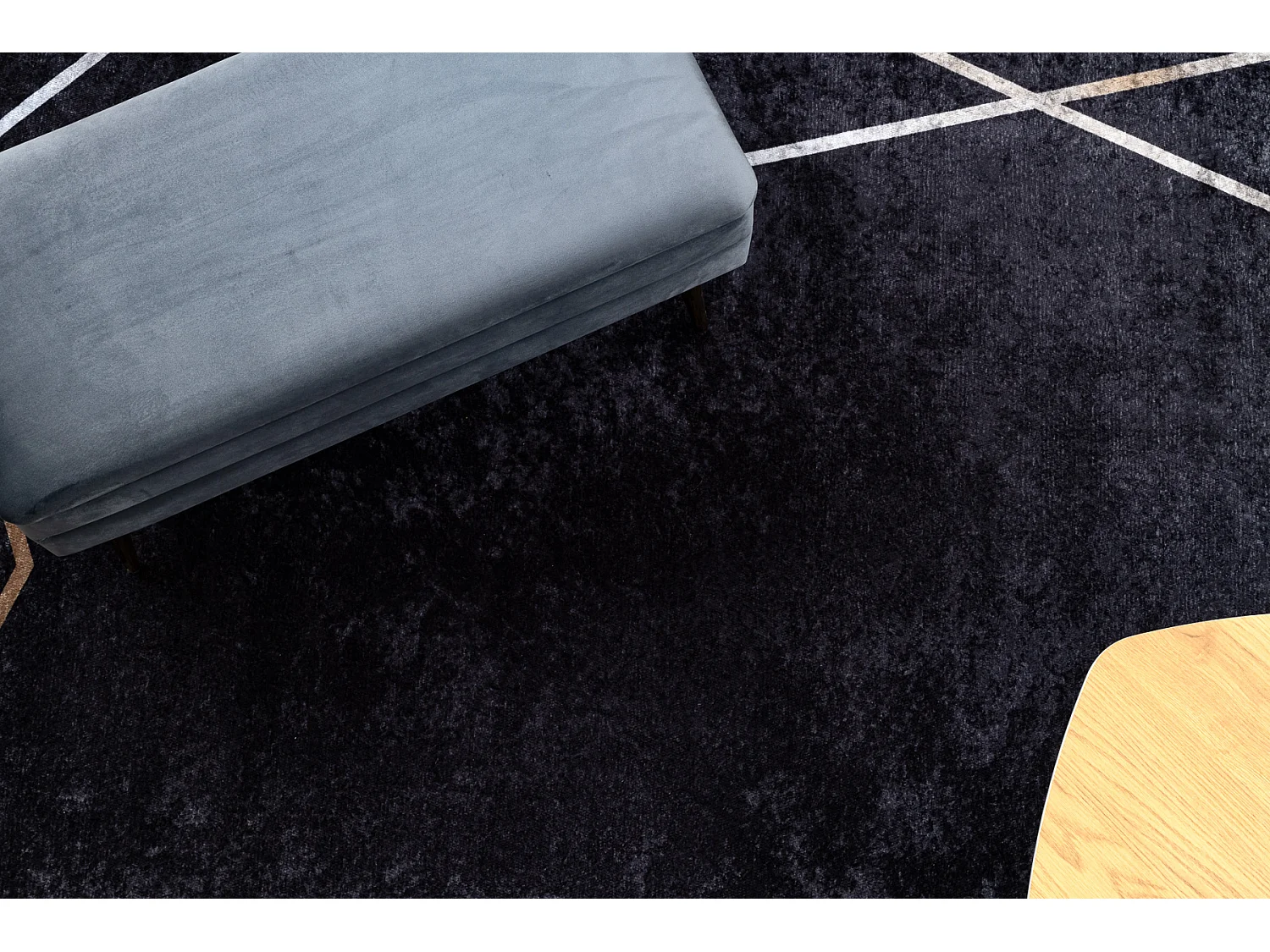 MIRO 51233.811 tapijt wasbaar geometrisch antislip - zwart 80x150 cm