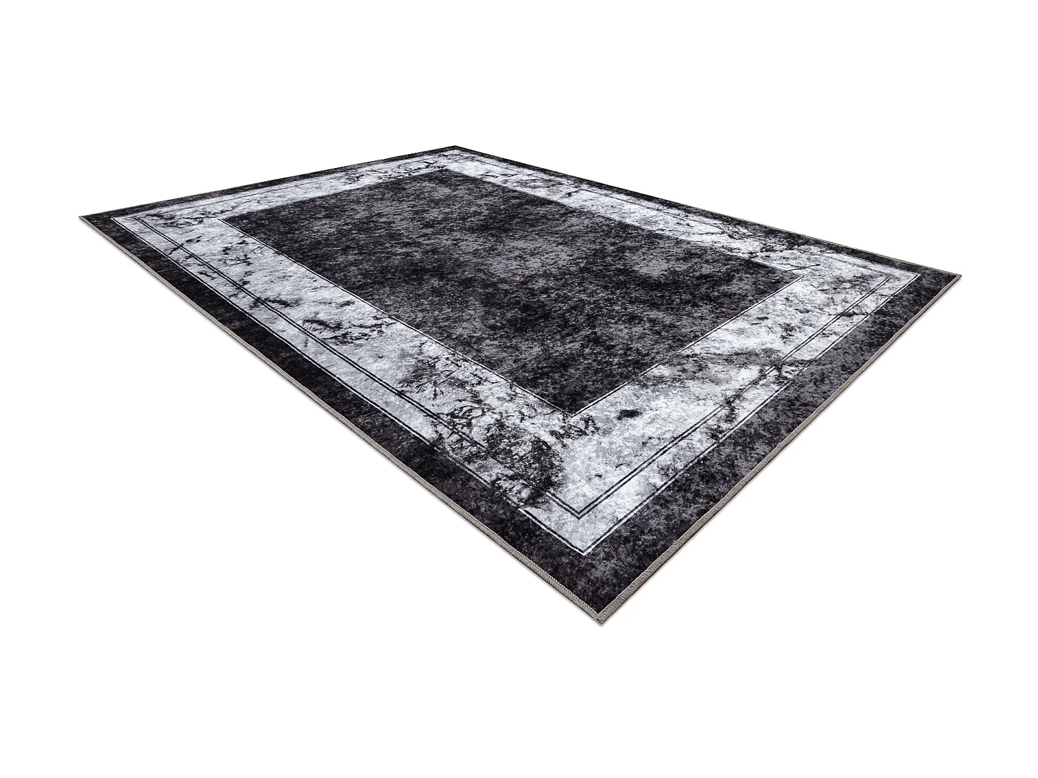 Tapis lavable MIRO 51813.805 Cadre, marbre antidérapant - crème / gr 140x190 cm