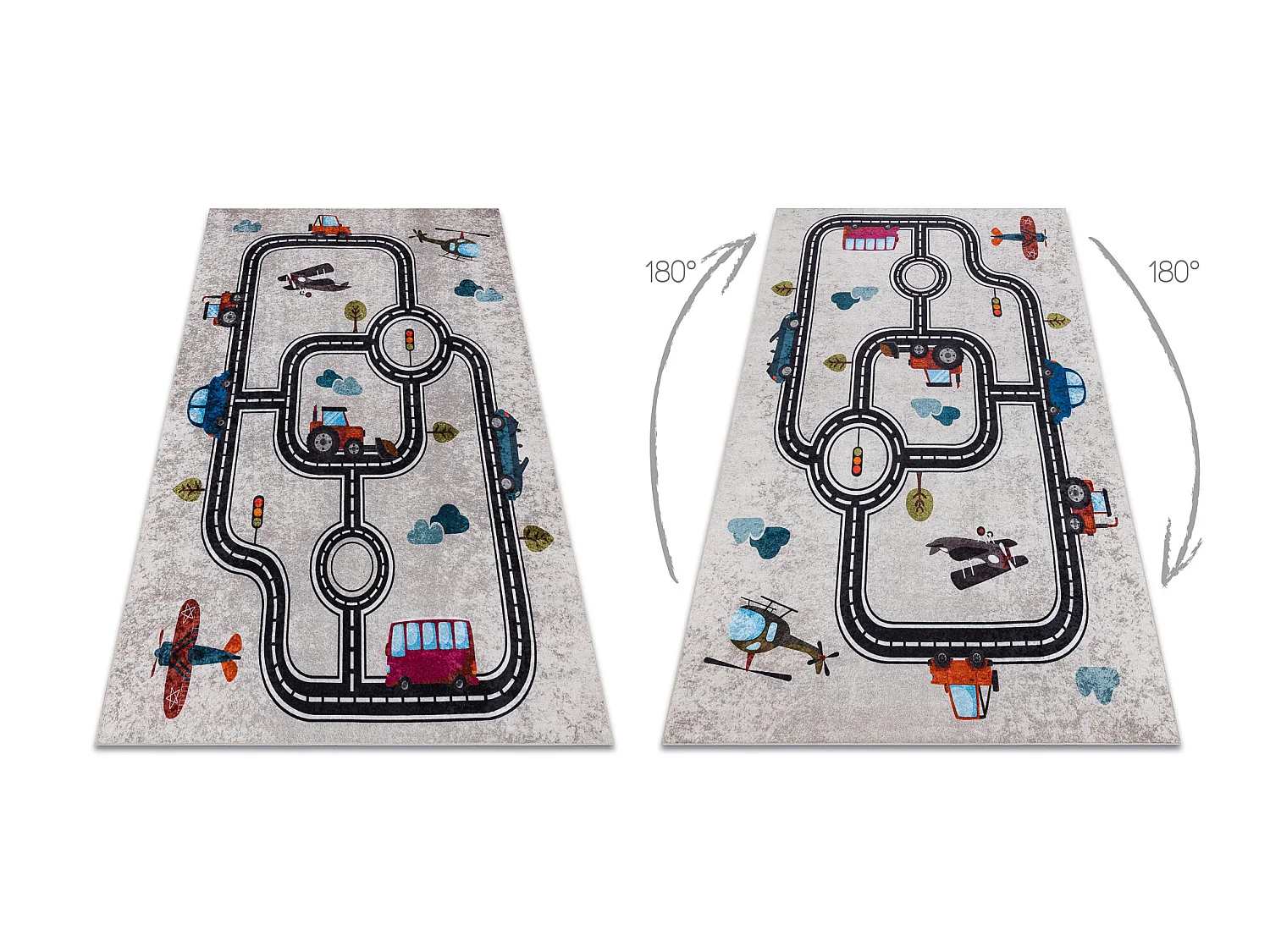 Tapis lavable JUNIOR 52242.801 Ville, rues pour les enfants antidérap 140x190 cm