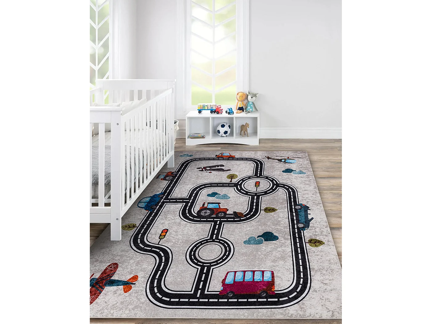 Dywan do prania JUNIOR 52242.801 Miasto, uliczki dla dzieci, antypośl 140x190 cm