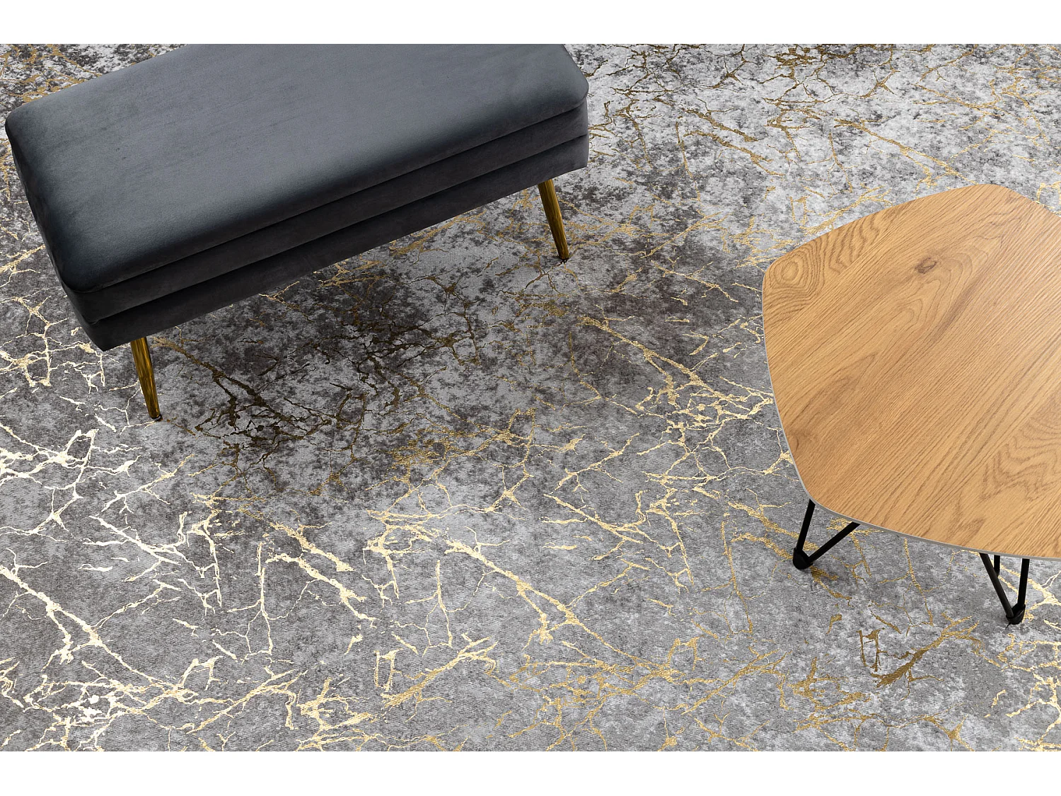 MIRO 11111.2107 tapijt wasbaar marmer, glamour antislip - lichtgrijs / 80x150 cm