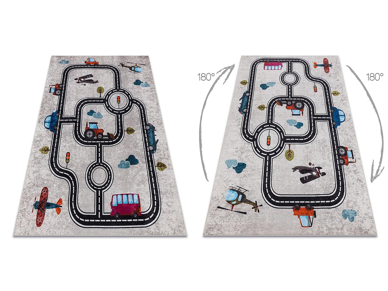 Tapis lavable JUNIOR 52242.801 Ville, rues pour les enfants antidérap 120x170 cm