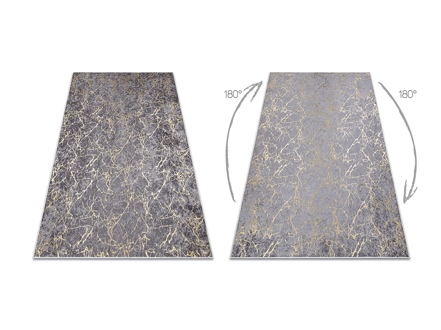 MIRO 11111.2103 tapijt wasbaar marmer, glamour antislip - donker grijs 200x290 cm